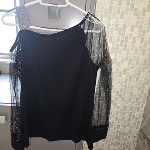 Starry Night Sheer Black Blouse